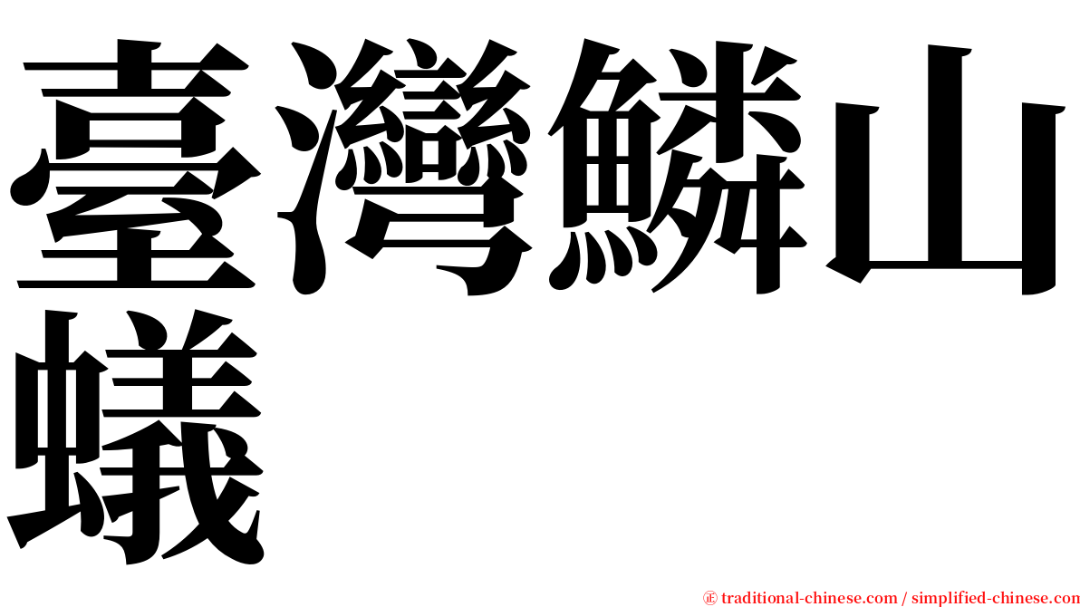 臺灣鱗山蟻 serif font