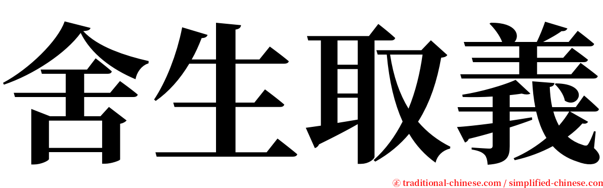 舍生取義 serif font