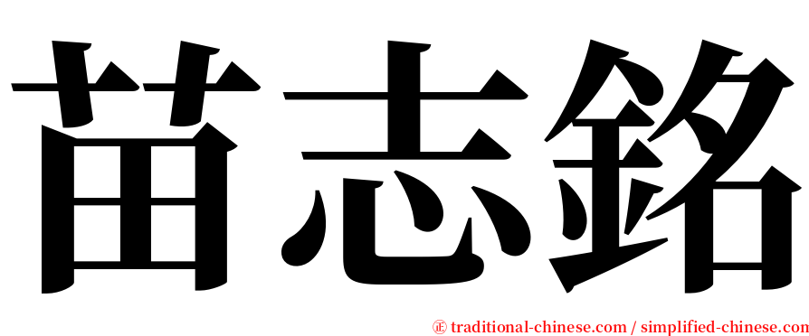 苗志銘 serif font