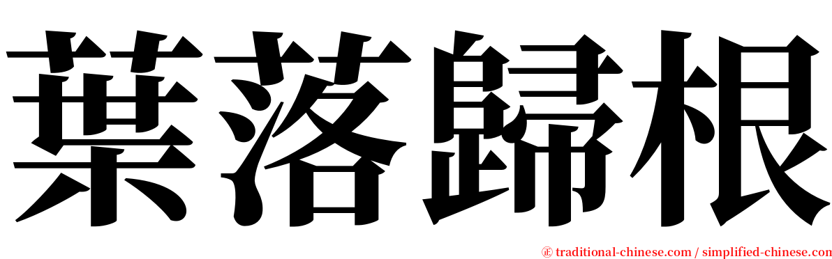 葉落歸根 serif font