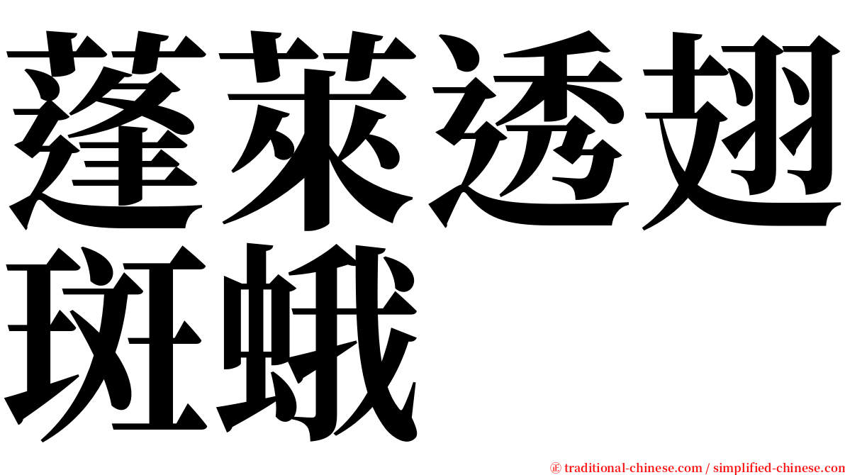 蓬萊透翅斑蛾 serif font