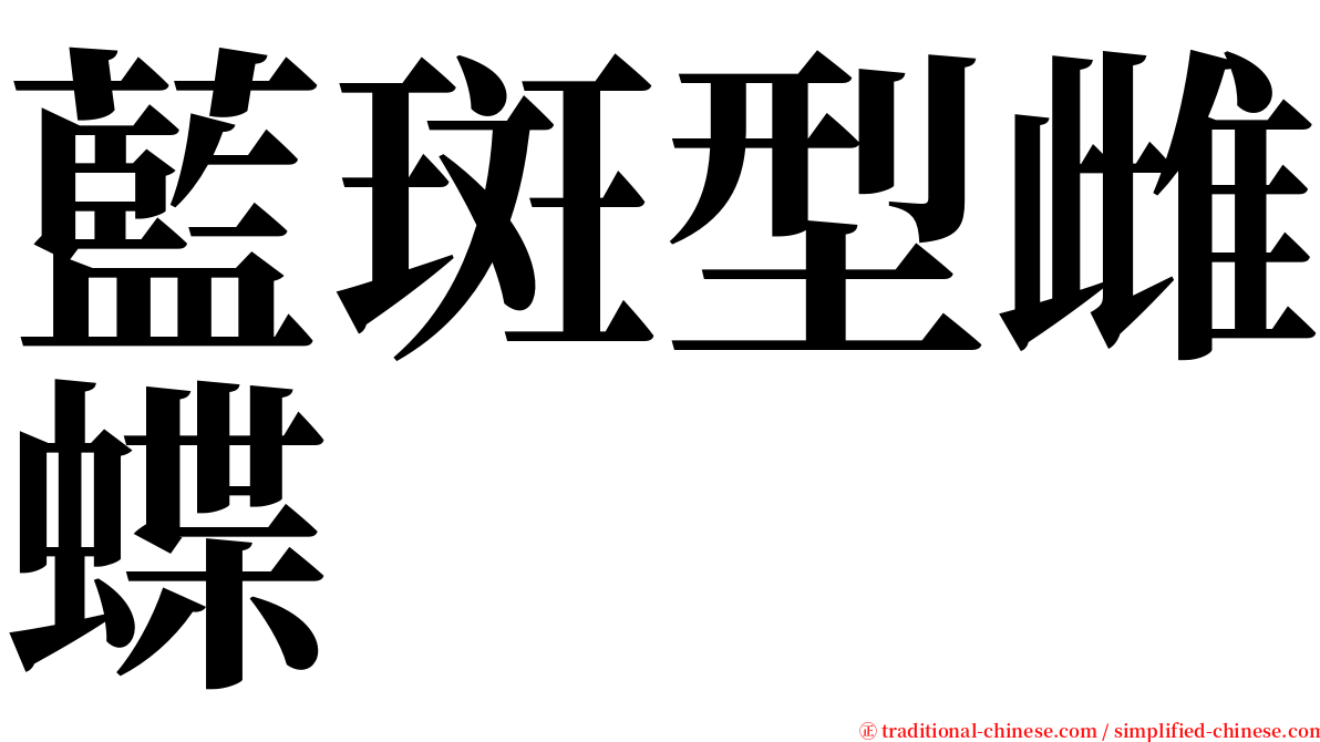 藍斑型雌蝶 serif font