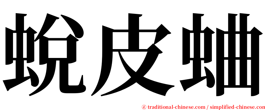 蛻皮蛐 serif font