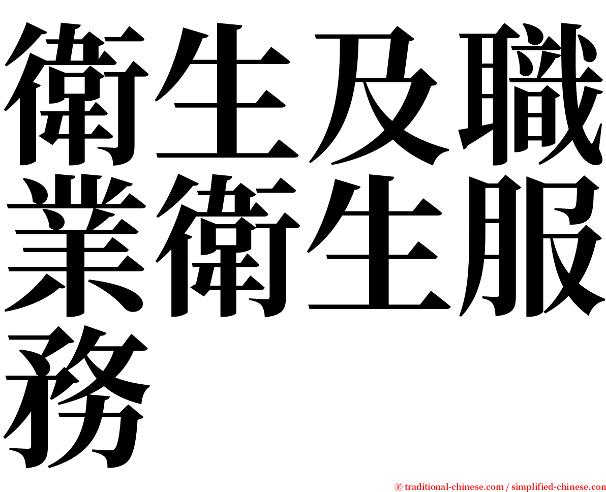 衛生及職業衛生服務 serif font