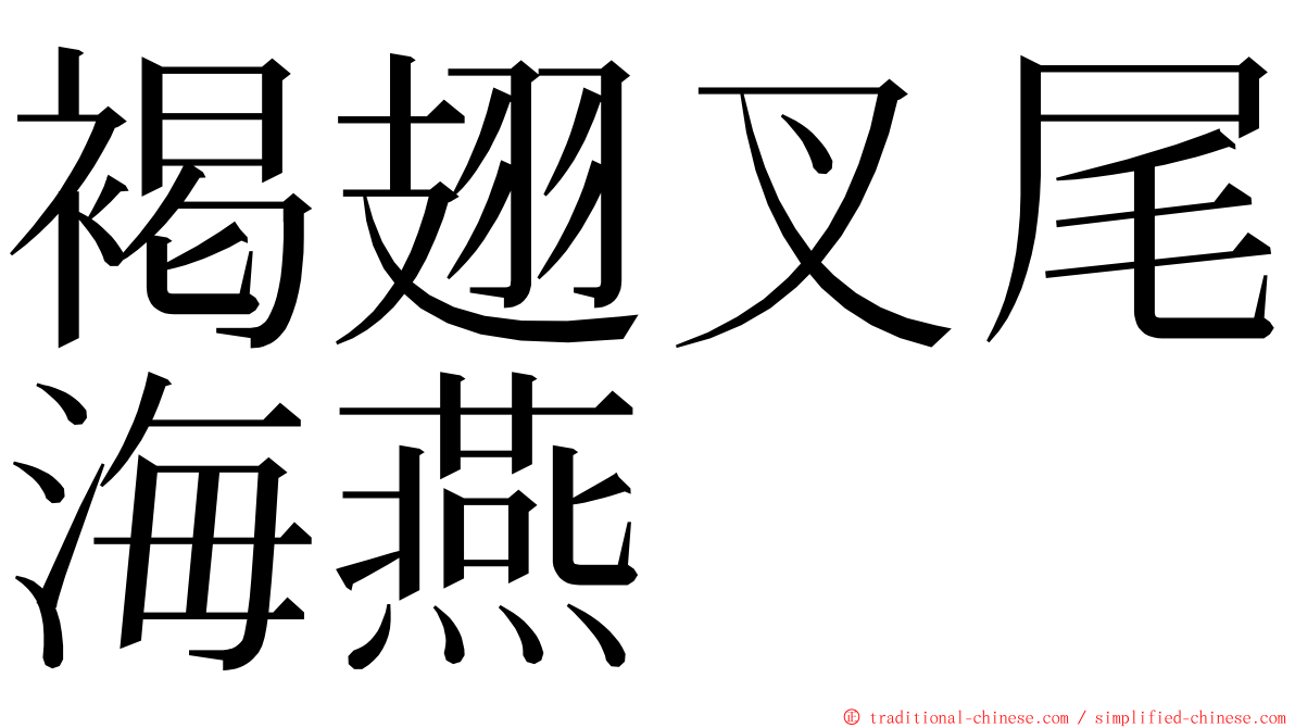褐翅叉尾海燕 ming font