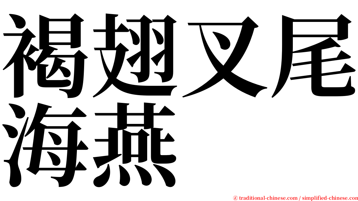 褐翅叉尾海燕 serif font