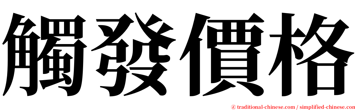 觸發價格 serif font