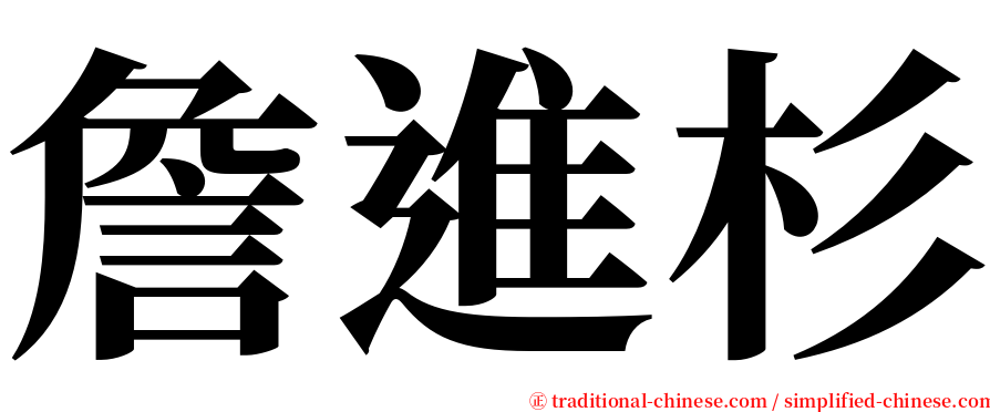 詹進杉 serif font