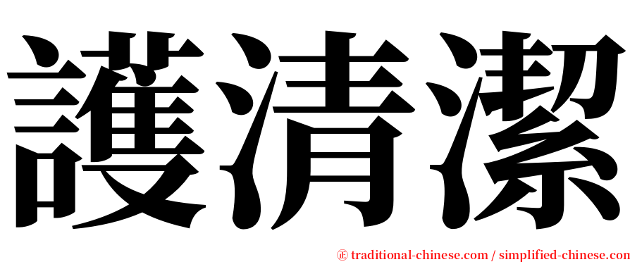 護清潔 serif font