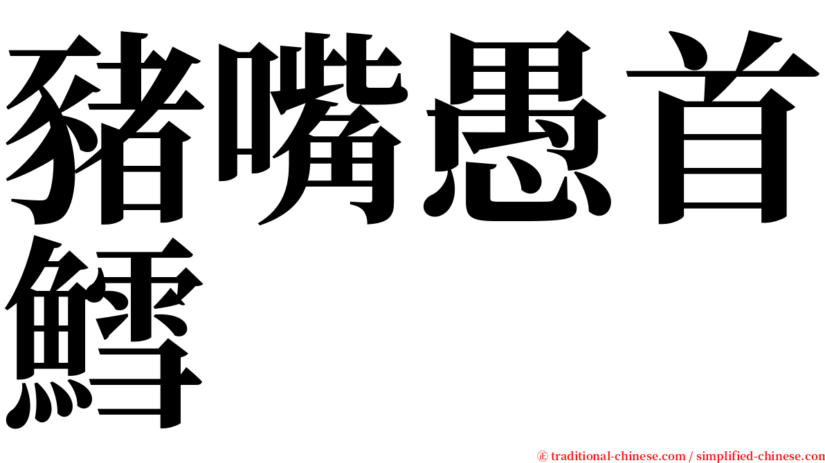 豬嘴愚首鱈 serif font