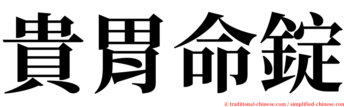 貴胃命錠 serif font