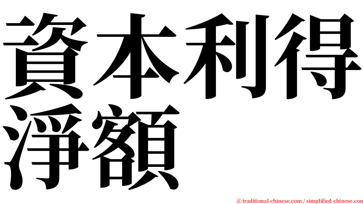 資本利得淨額 serif font