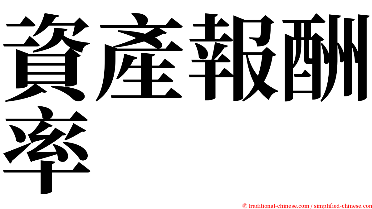 資產報酬率 serif font