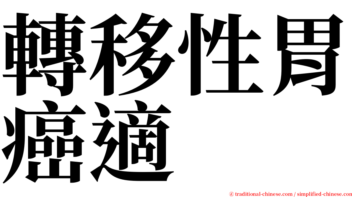 轉移性胃癌適 serif font
