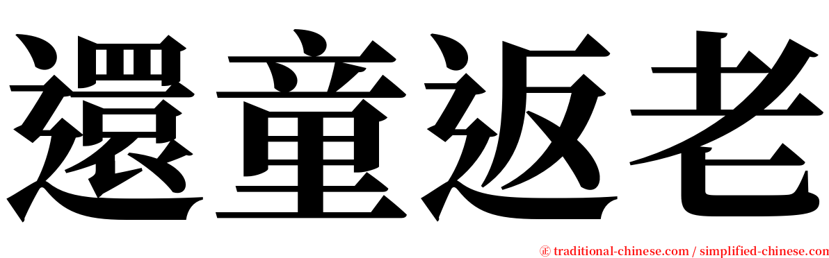 還童返老 serif font
