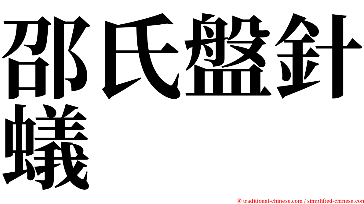 邵氏盤針蟻 serif font