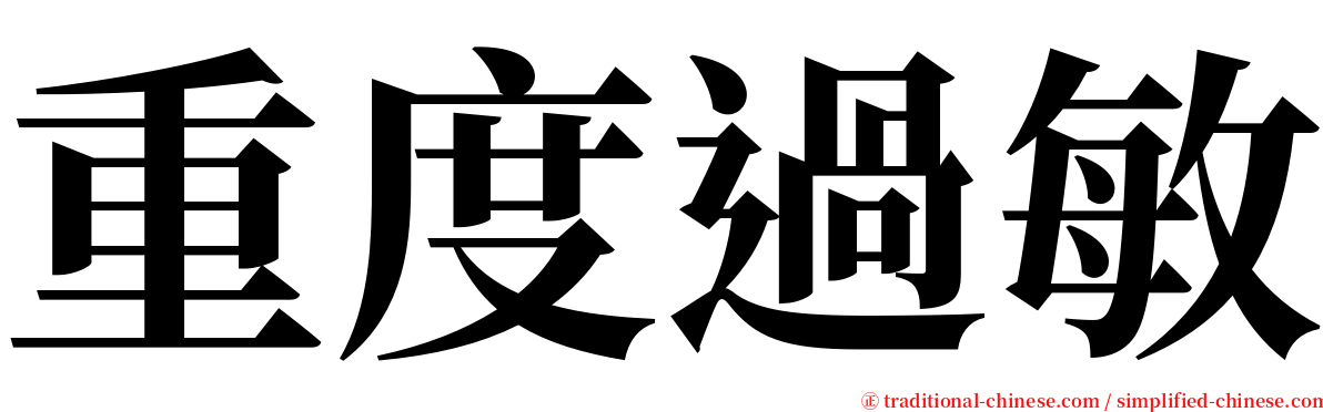 重度過敏 serif font