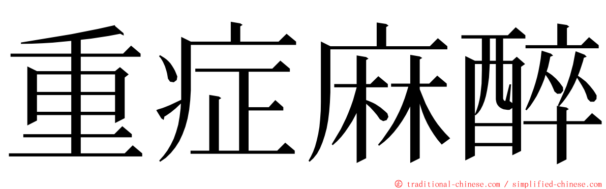 重症麻醉 ming font