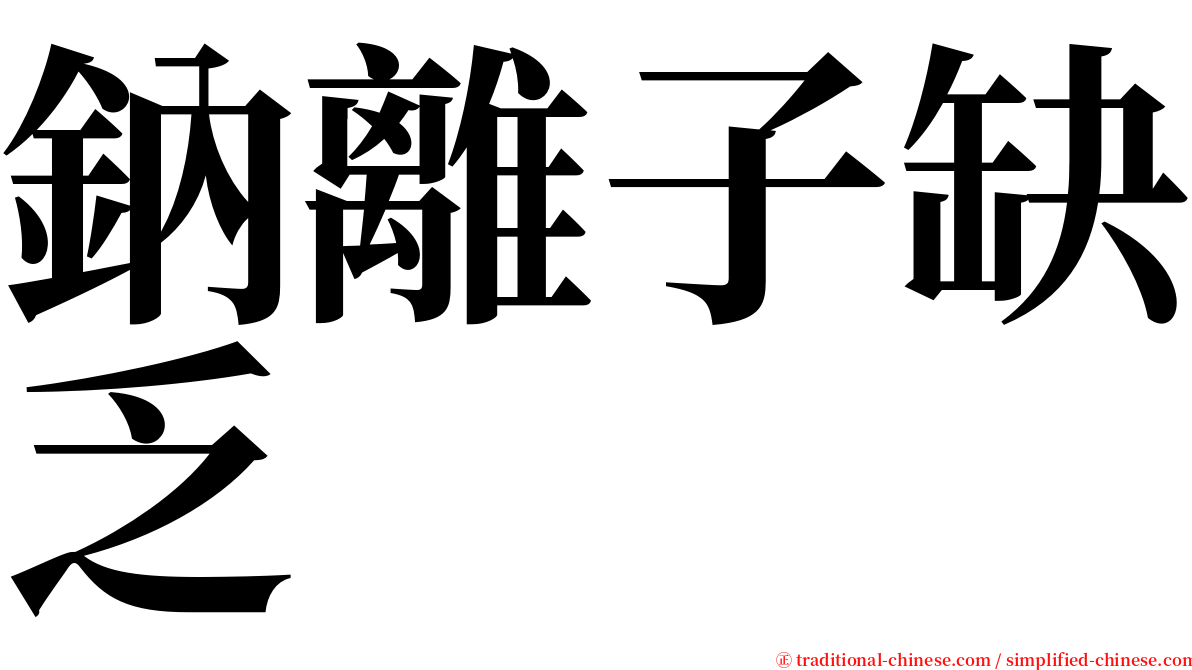 鈉離子缺乏 serif font