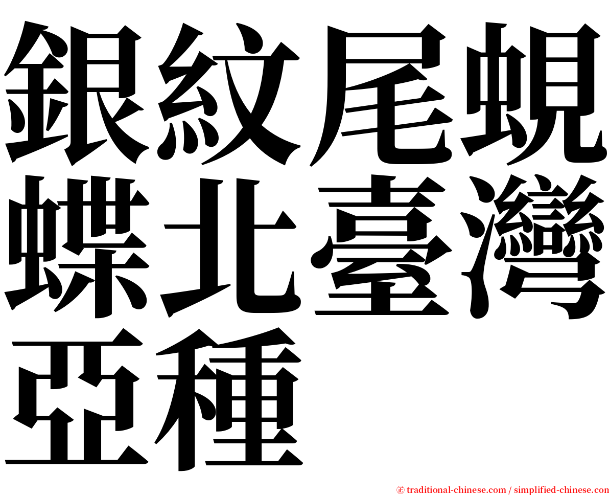 銀紋尾蜆蝶北臺灣亞種 serif font