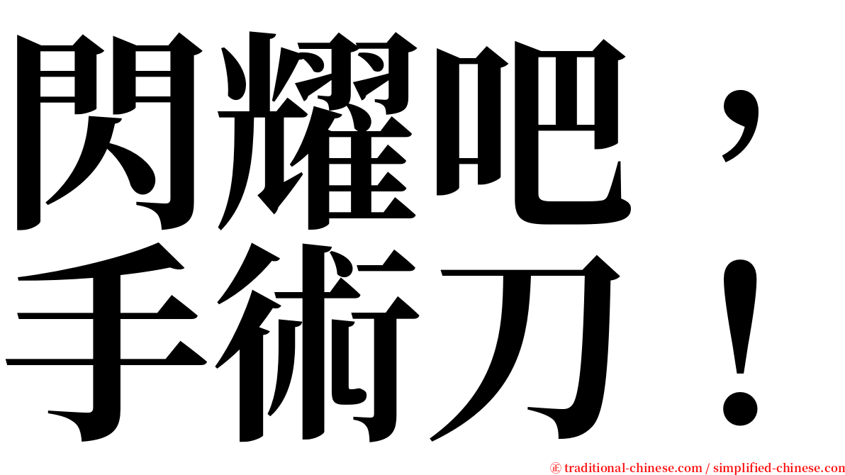 閃耀吧，手術刀！ serif font
