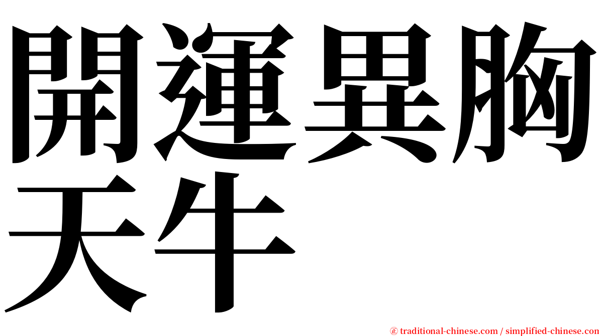 開運異胸天牛 serif font
