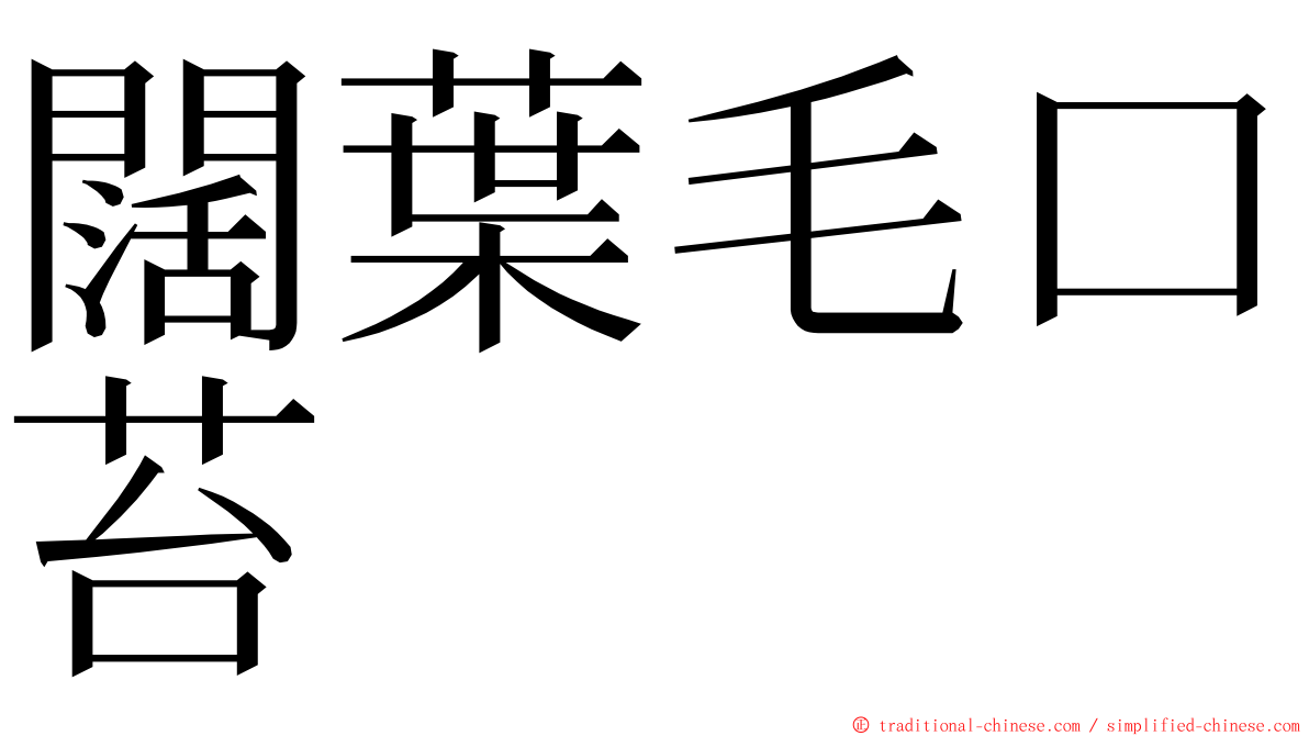 闊葉毛口苔 ming font