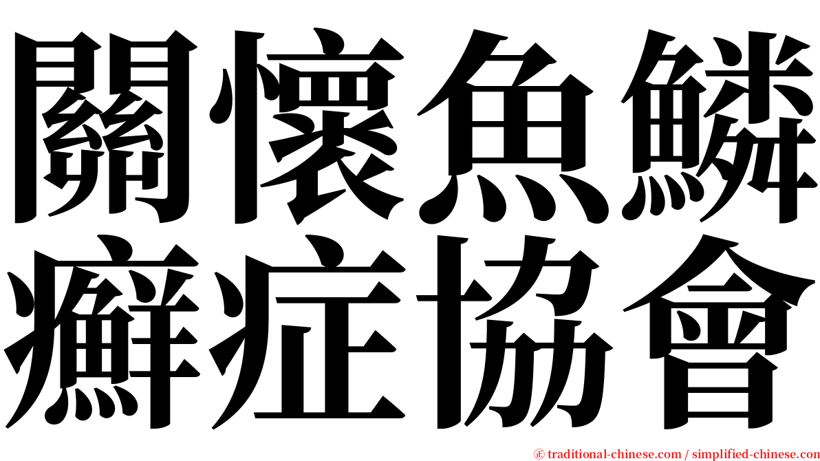 關懷魚鱗癬症協會 serif font