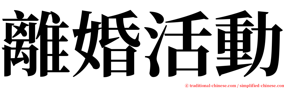 離婚活動 serif font
