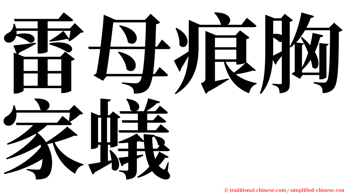 雷母痕胸家蟻 serif font