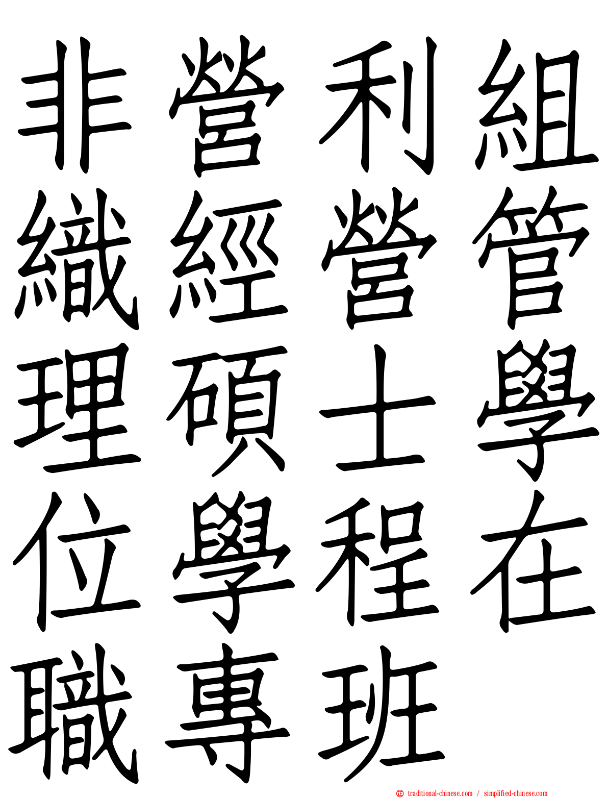 非營利組織經營管理碩士學位學程在職專班