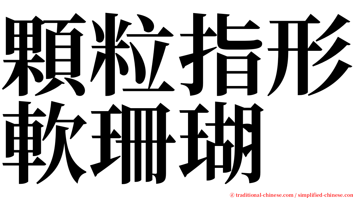 顆粒指形軟珊瑚 serif font