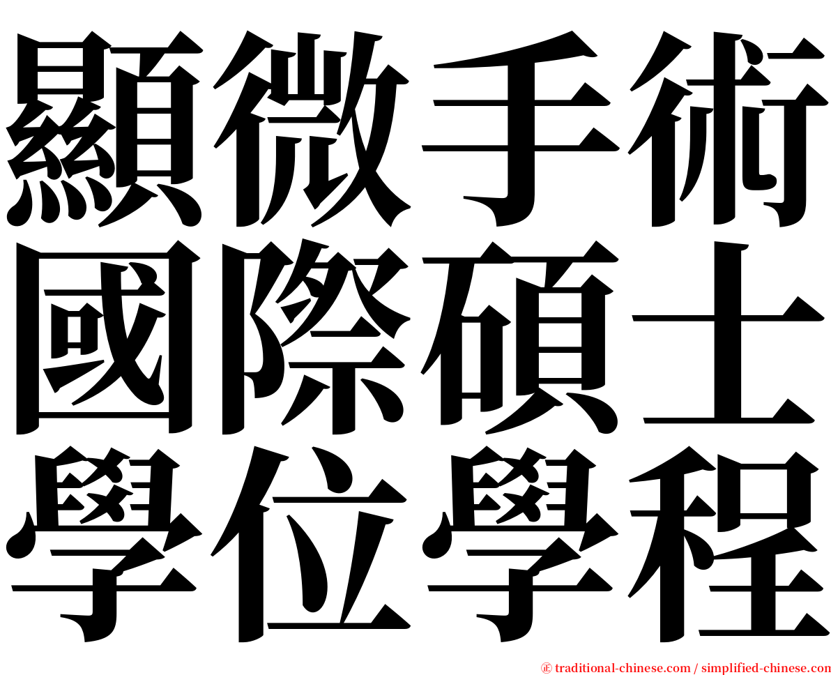 顯微手術國際碩士學位學程 serif font