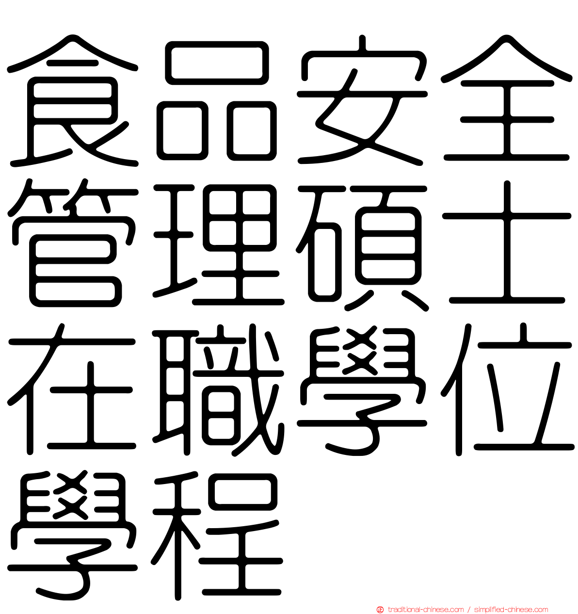 食品安全管理碩士在職學位學程