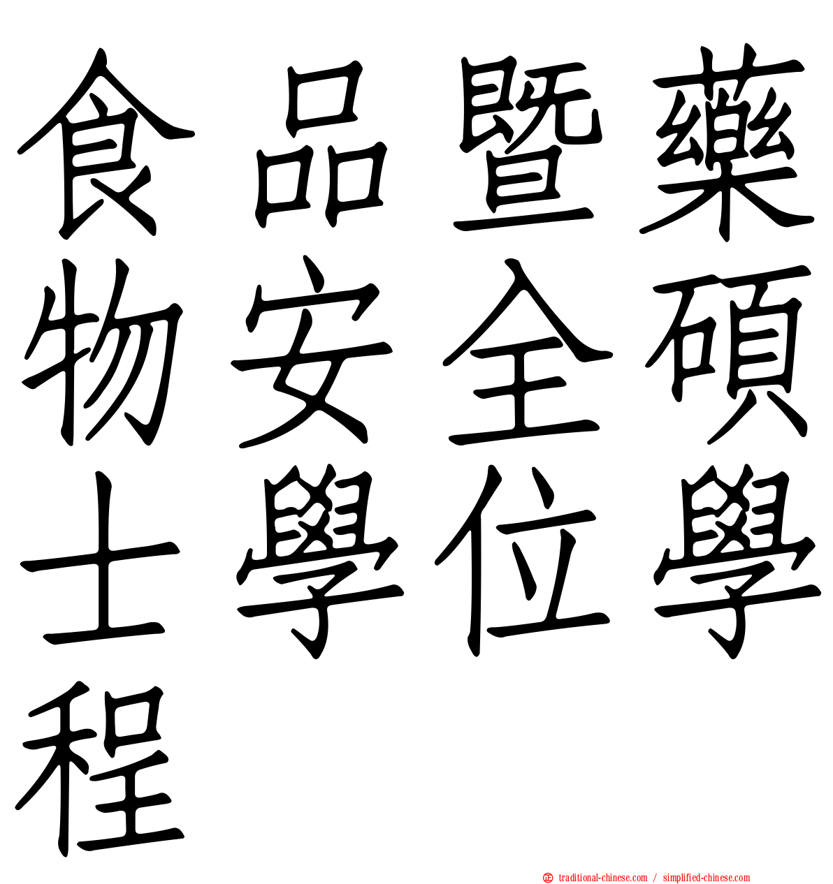 食品暨藥物安全碩士學位學程