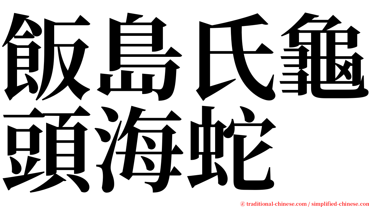 飯島氏龜頭海蛇 serif font