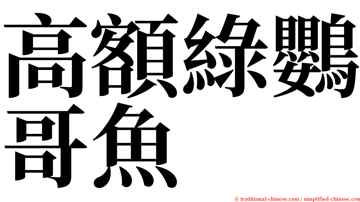 高額綠鸚哥魚 serif font