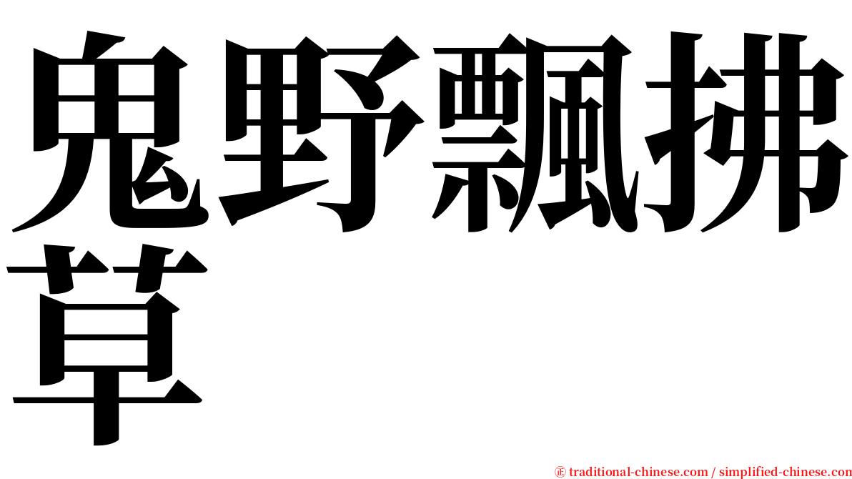 鬼野飄拂草 serif font