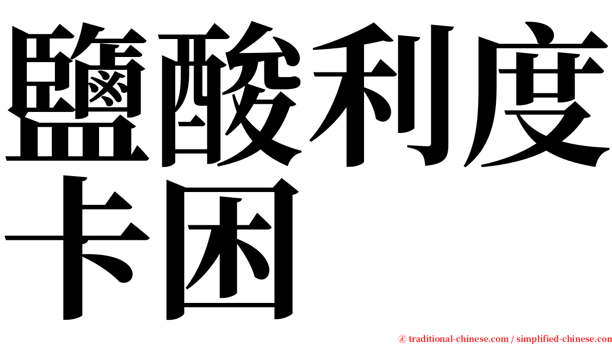 鹽酸利度卡困 serif font