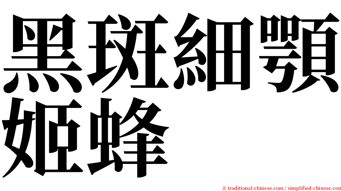 黑斑細顎姬蜂 serif font