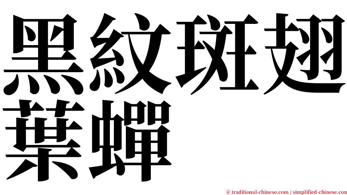 黑紋斑翅葉蟬 serif font