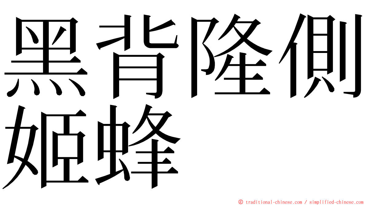 黑背隆側姬蜂 ming font