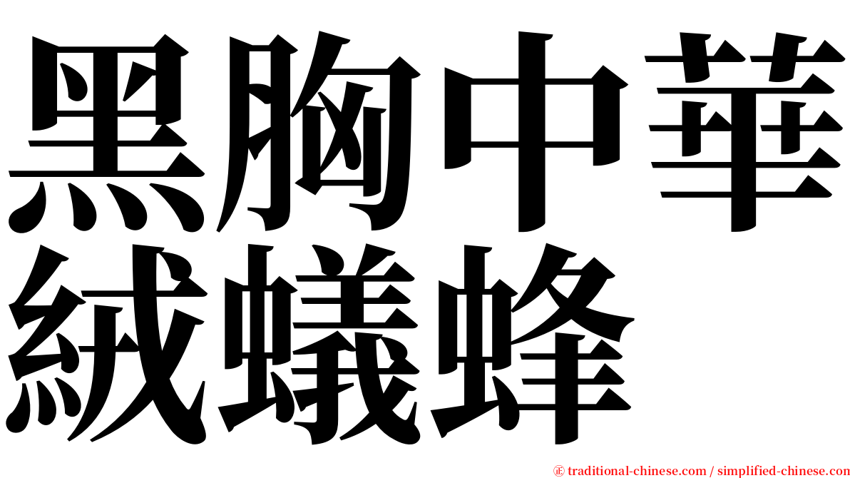 黑胸中華絨蟻蜂 serif font