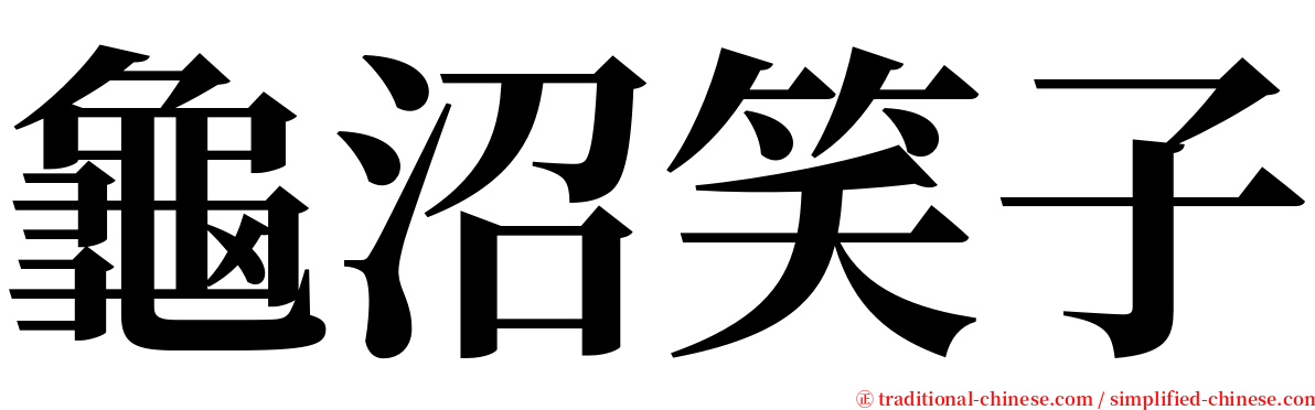 龜沼笑子 serif font