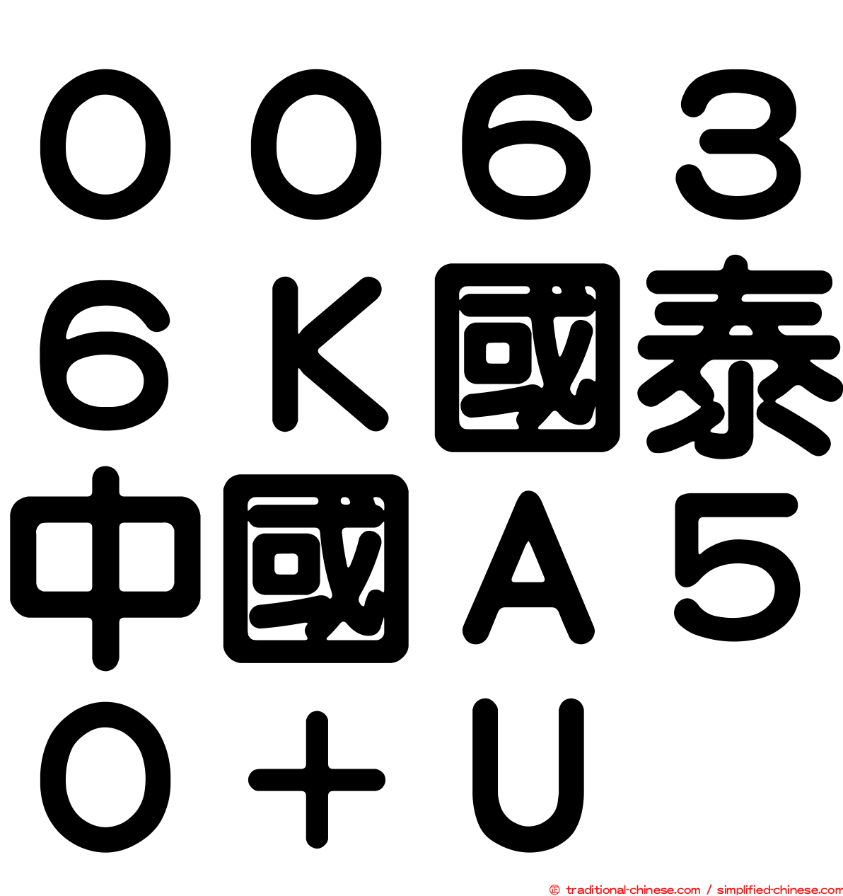 ００６３６Ｋ國泰中國Ａ５０＋Ｕ